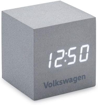 Volkswagen Wecker Würfelform Silber LED Display Uhr [EEK A]